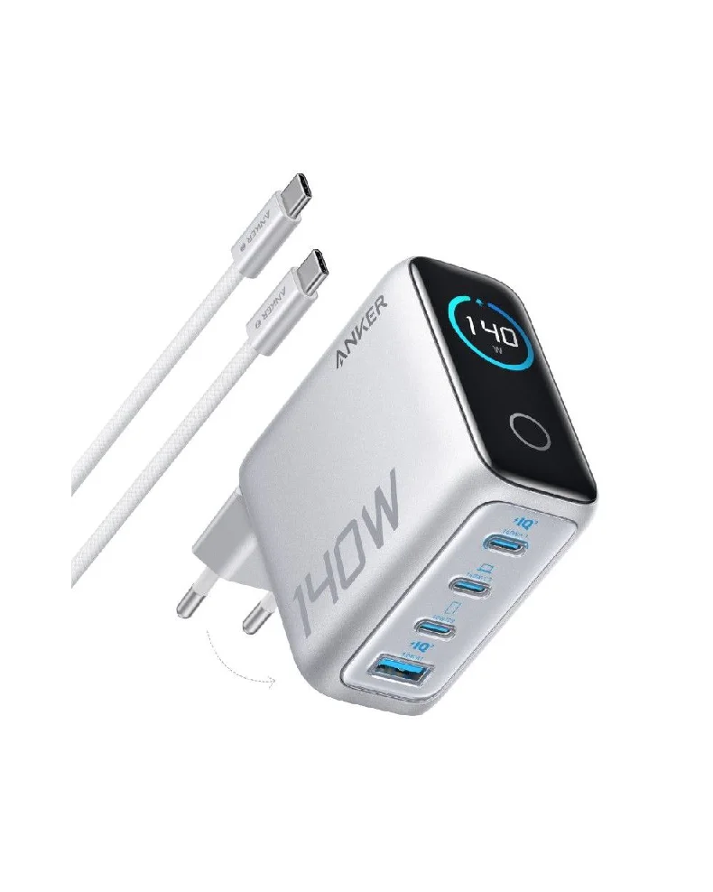 Anker Charger 140W 4-Port PD 3.1 - with USB-C Cable - Dark Gray